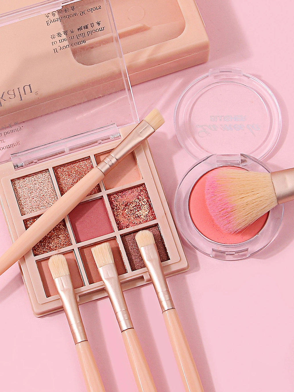 5-Piece Portable Makeup Brush Set with Mirror & Travel Case