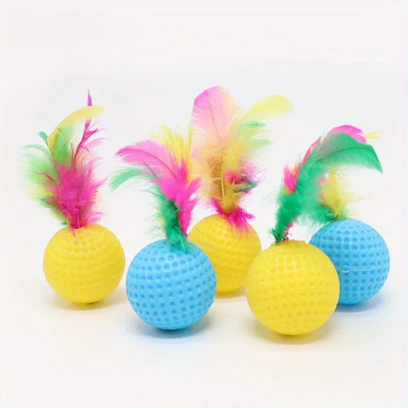 2PC Cat Feather Sisal Interactive Ball Toys – Claw Grinding Play