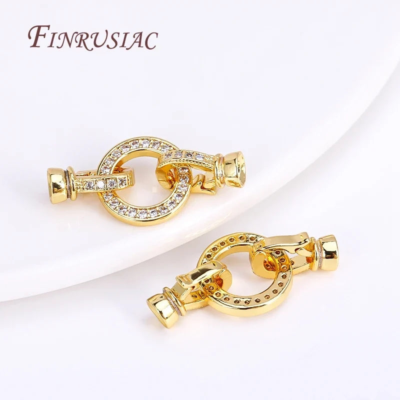 18K Gold Plated Zircon Round Connector Clasp | DIY Jewelry