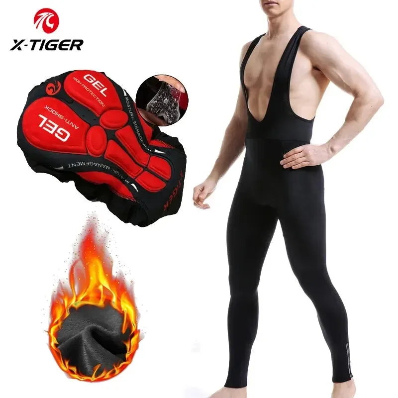 X-TIGER Men's Thermal Winter Cycling Bib Pants – 5D Gel Pad