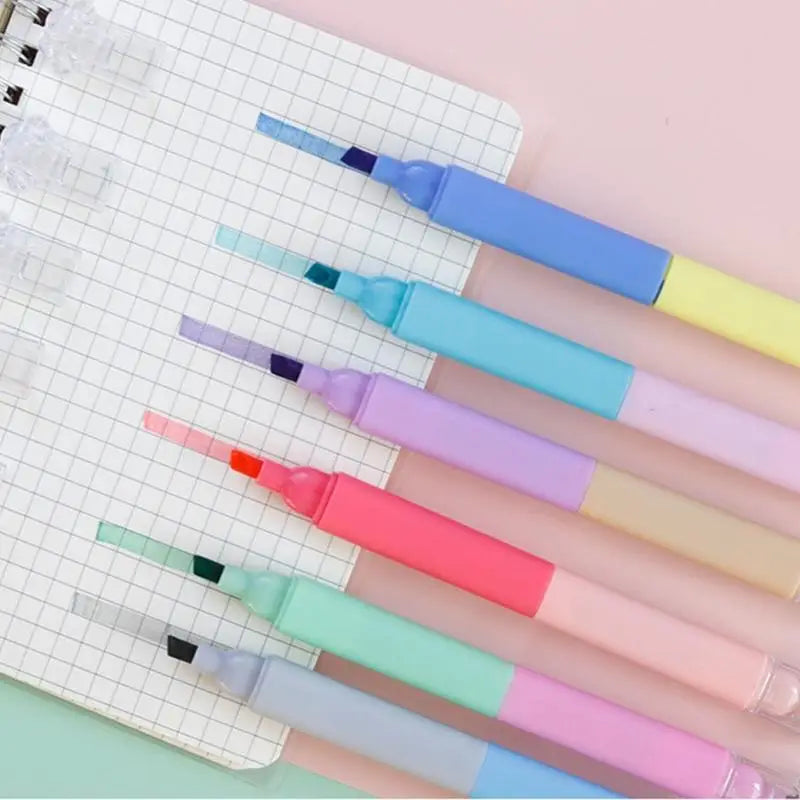 Pastel Highlighter Pens 6-Pack – Dual Fine & Chisel Tip Markers