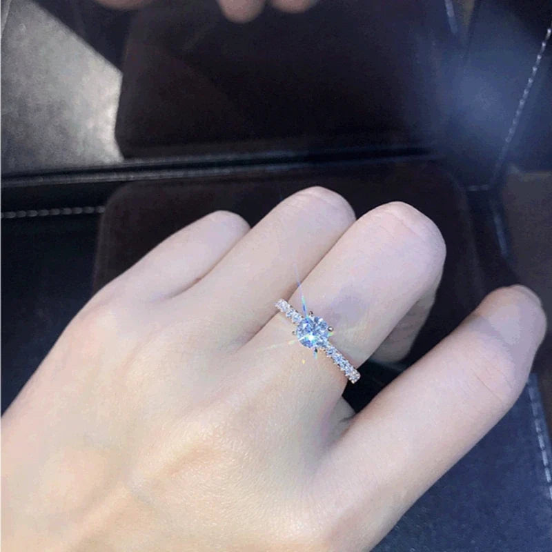Women's 14K Gold Plated Ring with Glass Diamond Accent