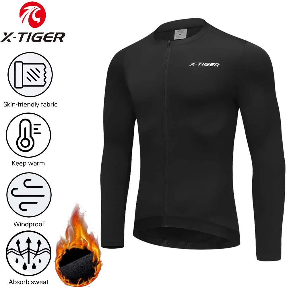 X-TIGER Winter Thermal Fleece Cycling Jersey | Unisex