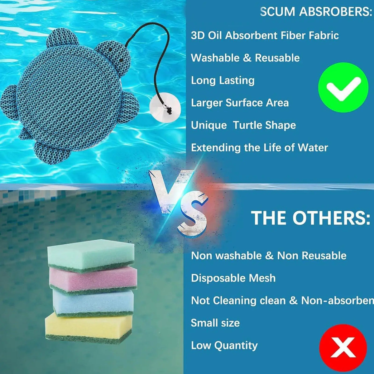 Turtle Shape Hot Tub Scum Absorber – Reusable Pool Sponge