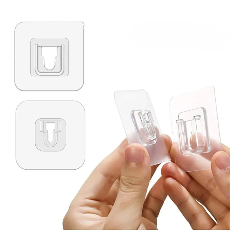 10 Pairs Transparent Double-Sided Adhesive Wall Hooks | No Drill