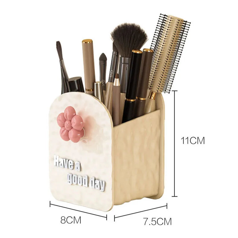 Desktop Makeup Brush & Cosmetic Organizer Storage Box