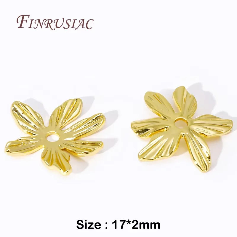 8.5mm Zircon Flower Bead Caps – 18K Gold Plated Brass DIY Jewelry