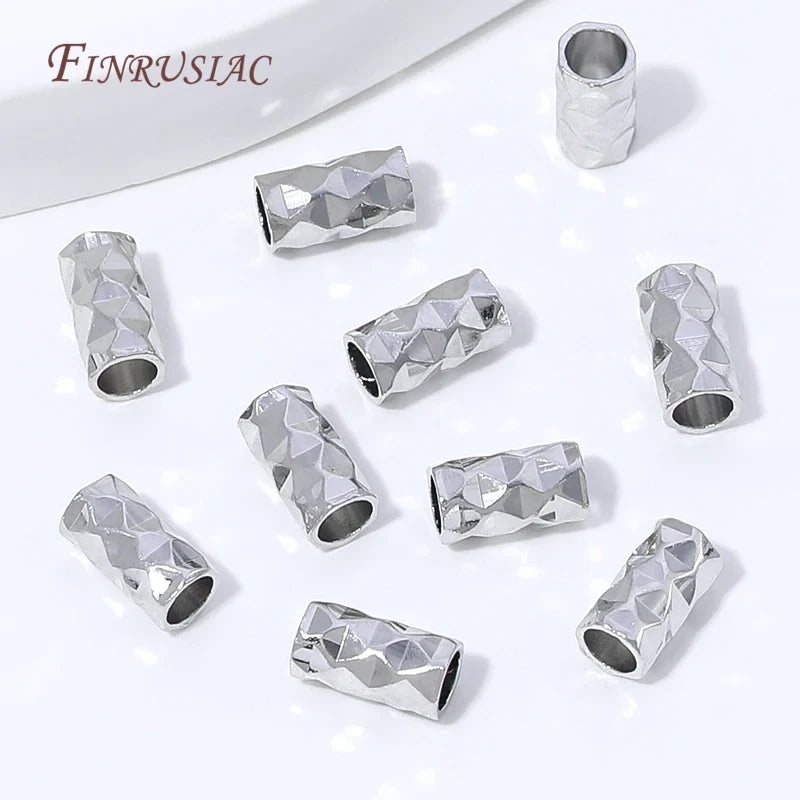 50Pcs Rhodium Plated Metal Tube Spacer Beads – DIY Jewelry