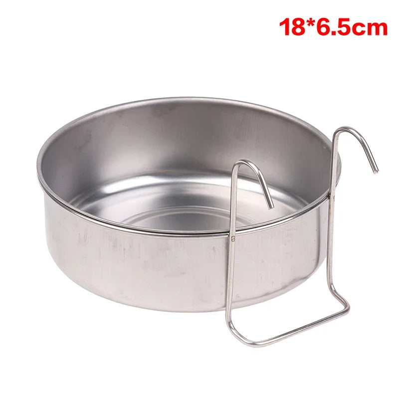 Stainless Steel Hanging Cage Pet Bowl – 5 Sizes | Dogs, Cats & Birds