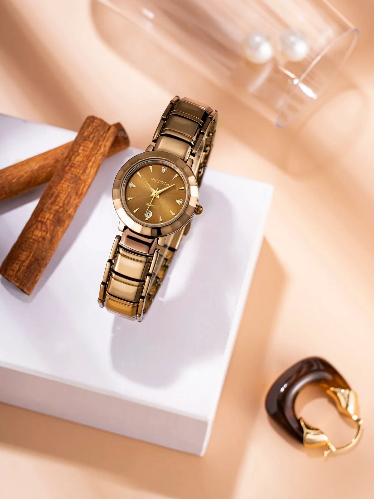 REBIRTH Women's Quartz Watch – Stainless Steel, Water-Resistant