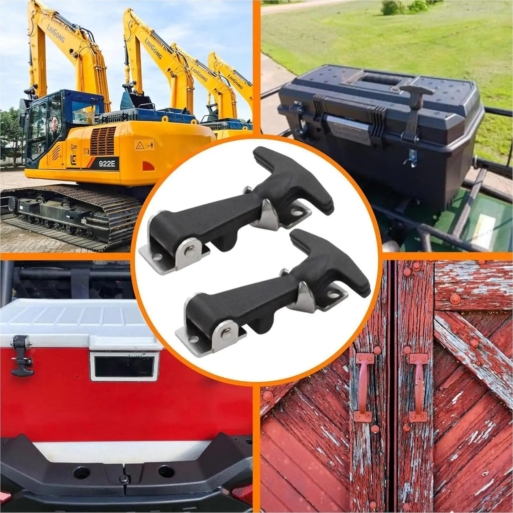 Rubber Hood Catch with Bracket 2pcs – Stainless Steel T-Handle
