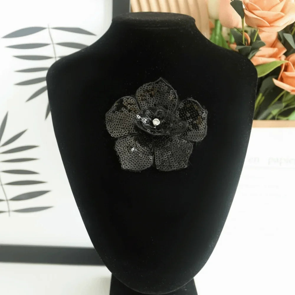 3D Sequin Beaded Lace Patches – Bridal Flower & Leaves Design