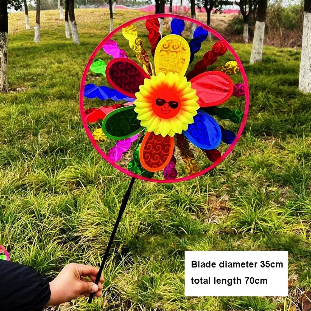 Sunflower Windmill Garden Pinwheel – Colorful Lawn Wind Spinner