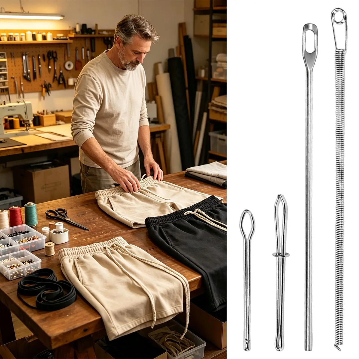 Metal Flexible Drawstring Threading Tool Set – 4 Piece
