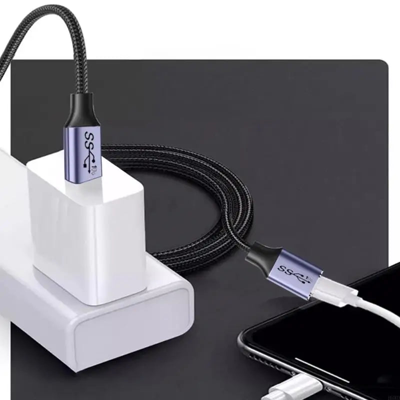 USB 3.0 to USB-C Female Nylon Braided Cable | 0.1m–1m