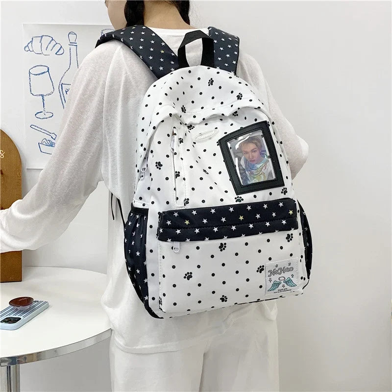Star Polka Dot Ita Backpack – Large Capacity School Bookbag