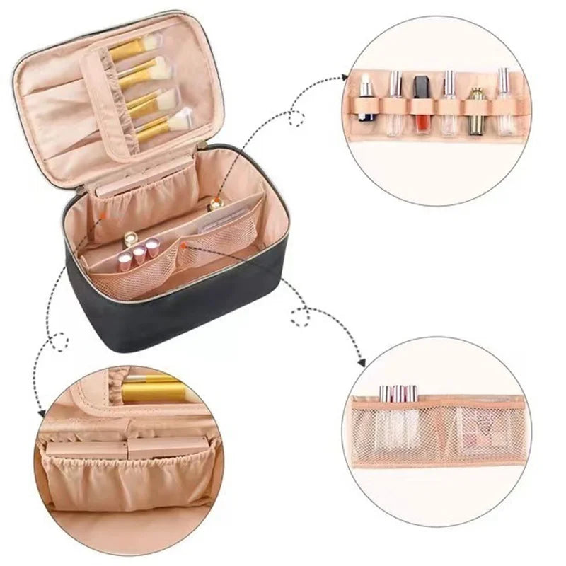 PU Leather Makeup Brush Bag – Large Cosmetic Organizer