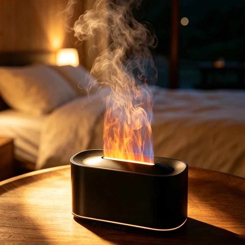 Raugee Aroma Essential Oil Diffuser RGB Flame Cool Mist USB