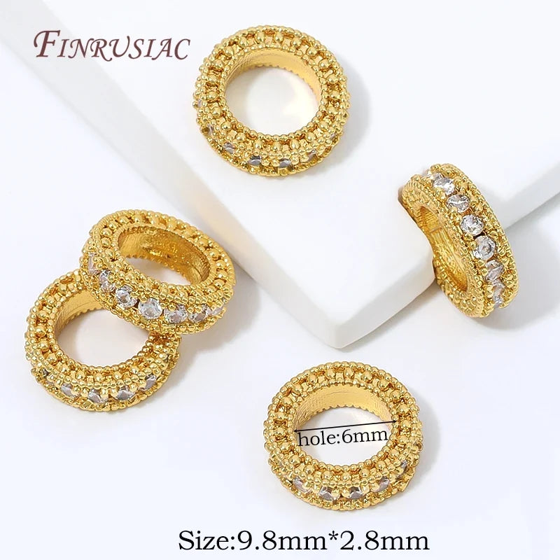 18K Gold Plated Zircon Spacer Beads | DIY Jewelry Making