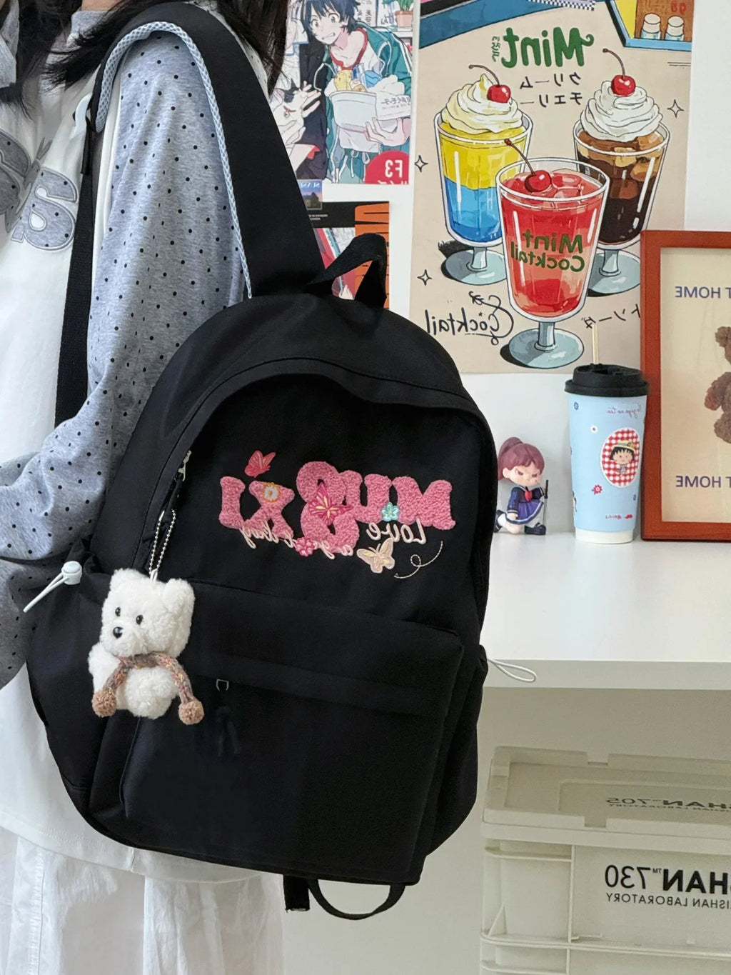 Embroidered College Backpack for Girls – Lightweight & Waterproof