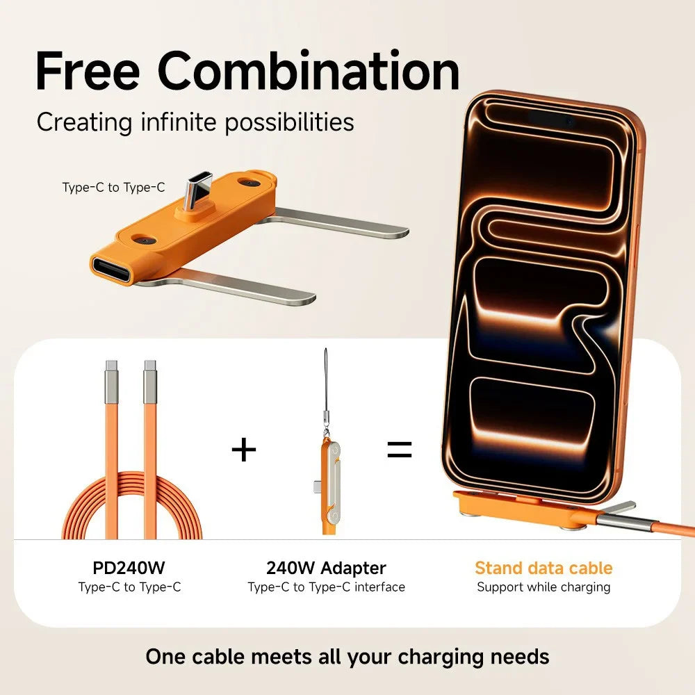 2-in-1 USB-C Cable & Phone Stand 240W Fast Charging | Nixie
