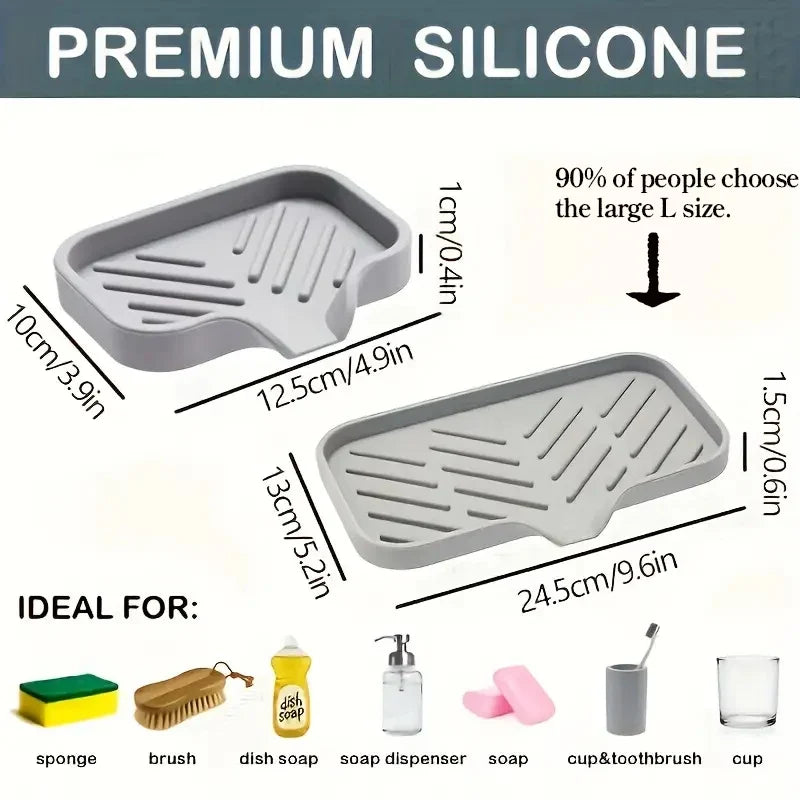 Silicone Faucet Mat – Sink Tray, Soap & Sponge Drain Pad