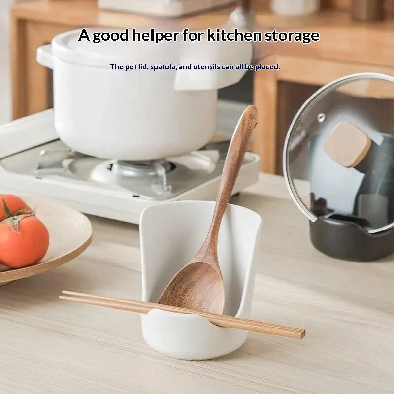 Non-Slip Spatula Holder & Pot Lid Storage Rack for Kitchen