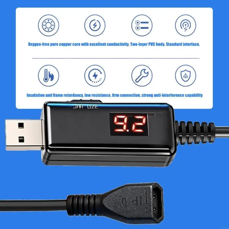 USB 5V to 9V/12V Selectable Power Converter Cable | Digital Display