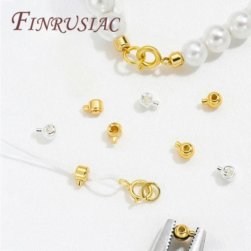 18K Gold Plated Brass Crimp End Beads | DIY Jewelry Findings