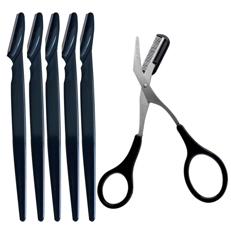 Eyebrow Trimming Razor & Scissors Set – Safe Grooming Kit