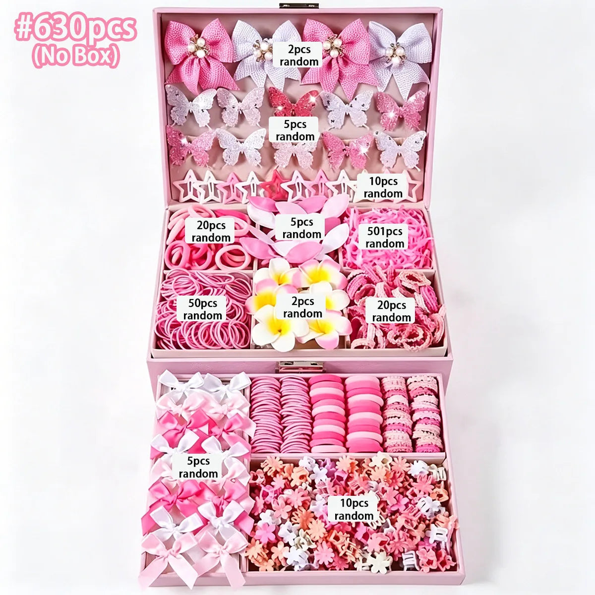 630PCS Girls Hair Accessories Set – Clips, Ties & Barrettes