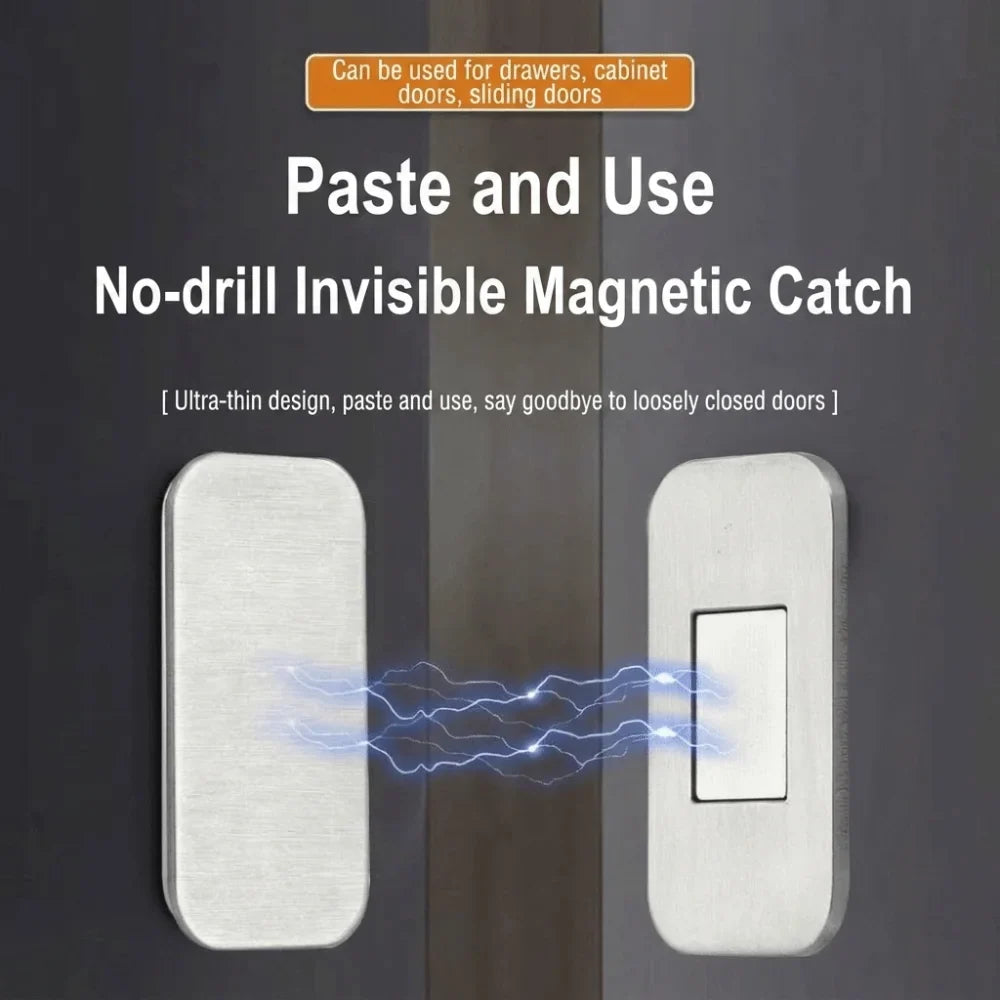 Magnetic Cabinet Door Catch – No-Drill Self-Adhesive Latch