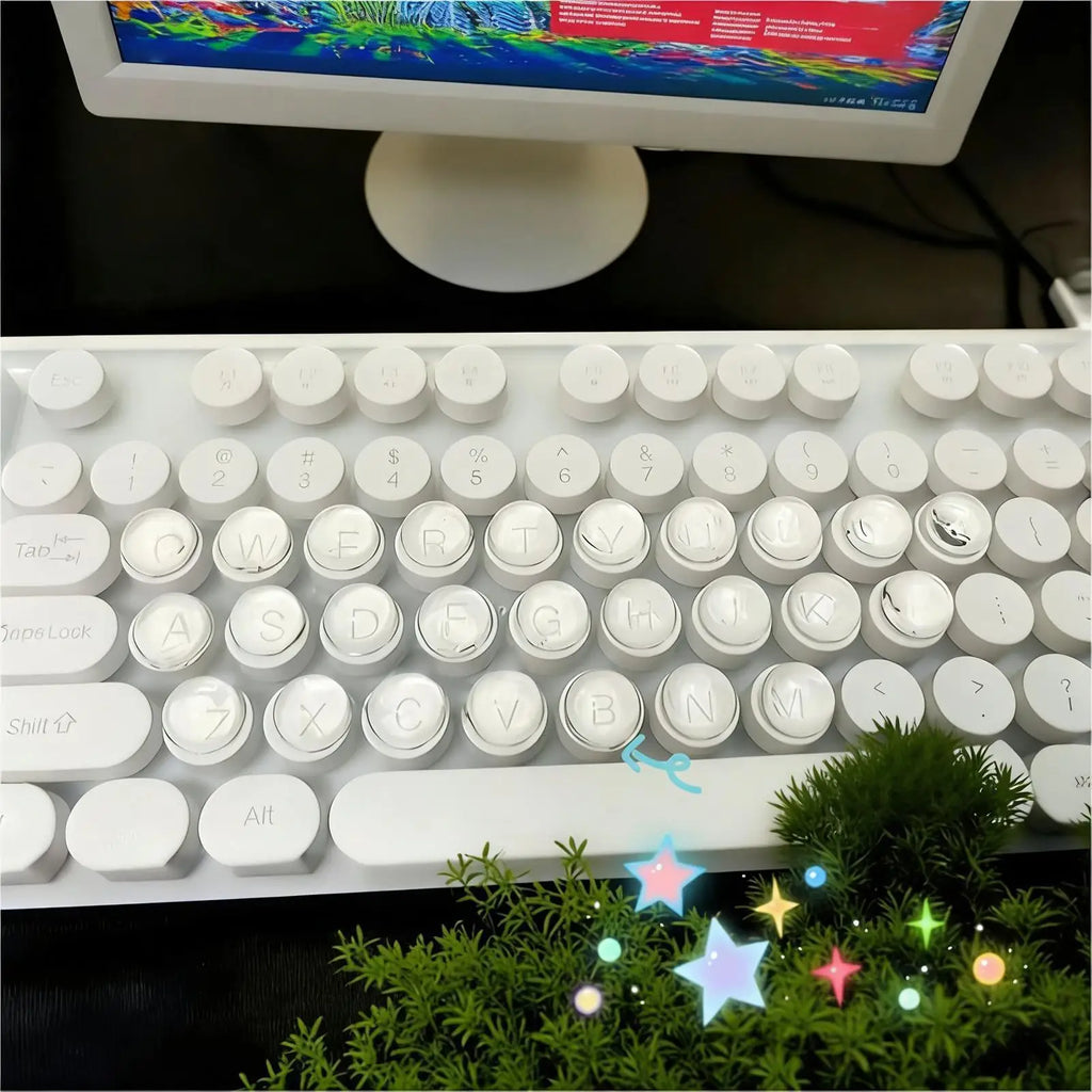 32pc Raised Clear Keyboard Stickers for Long Nails | Transparent