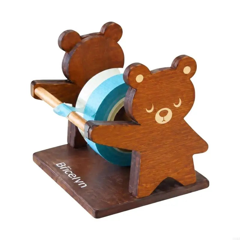 Wooden Bear Tape Dispenser – Multi-Roll Holder with Cutter