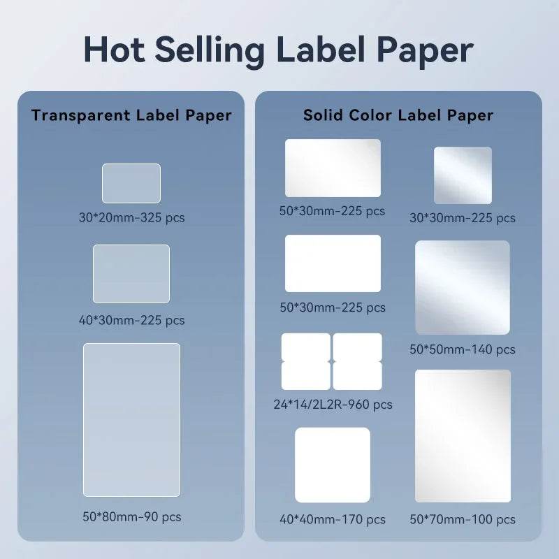 Niimbot M2/M3 Thermal Transfer Labels – White, Clear & Silver