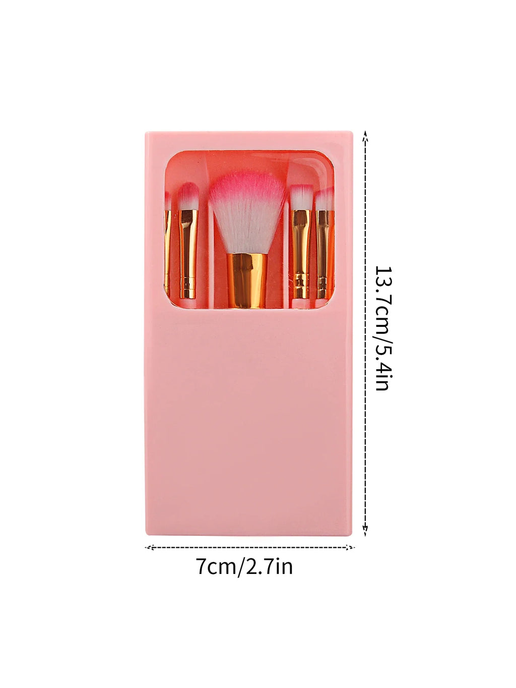 5-Piece Mini Travel Makeup Brush Set with Mirror Storage Box