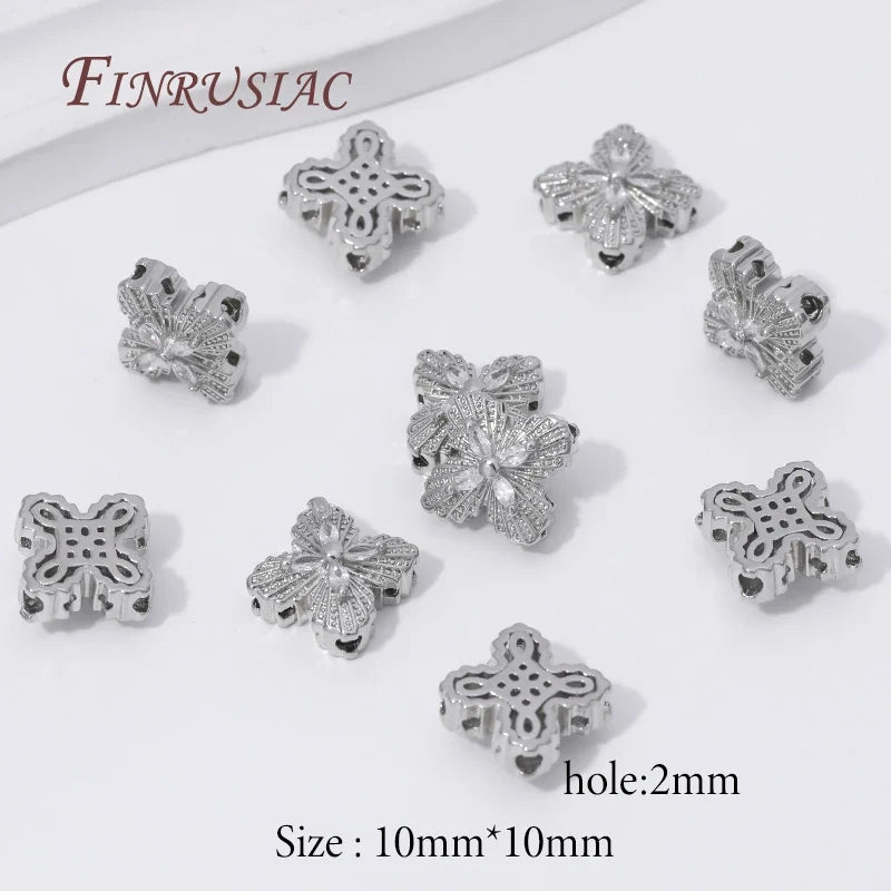 18K Gold Plated Zircon Flower Beads – DIY Jewelry Making