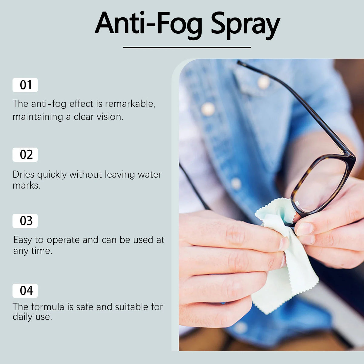 Jue-Fish Anti-Fog Eyeglass Lens Cleaning Spray 20ml