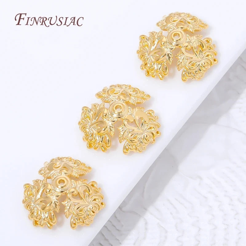 18K Gold Plated Filigree Flower Bead Caps for Jewelry Making