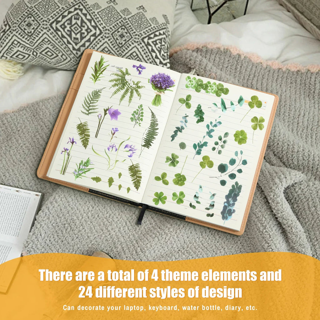 12-Pack Plant Flower Scrapbook Stickers – Waterproof DIY Decals