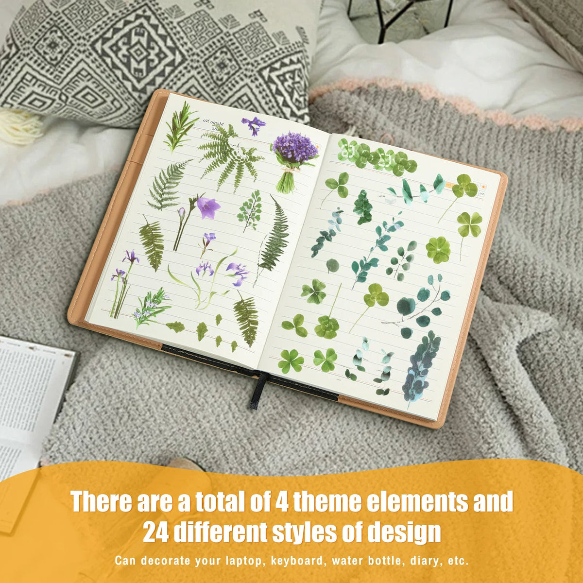 12-Pack Plant Flower Scrapbook Stickers – Waterproof DIY Decals