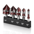 5-Piece Countersink Drill Bit Set | 1/4"–3/4" Hex Shank