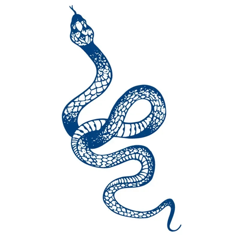Blue Snake Temporary Tattoo Sticker – Waterproof Body Art