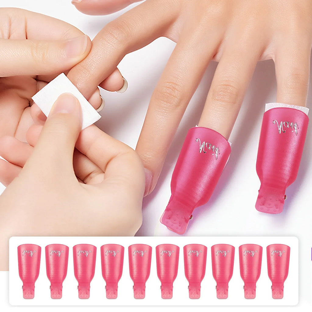 10 Pcs Silicone Nail Soak Off Caps – Reusable Gel Remover Clips