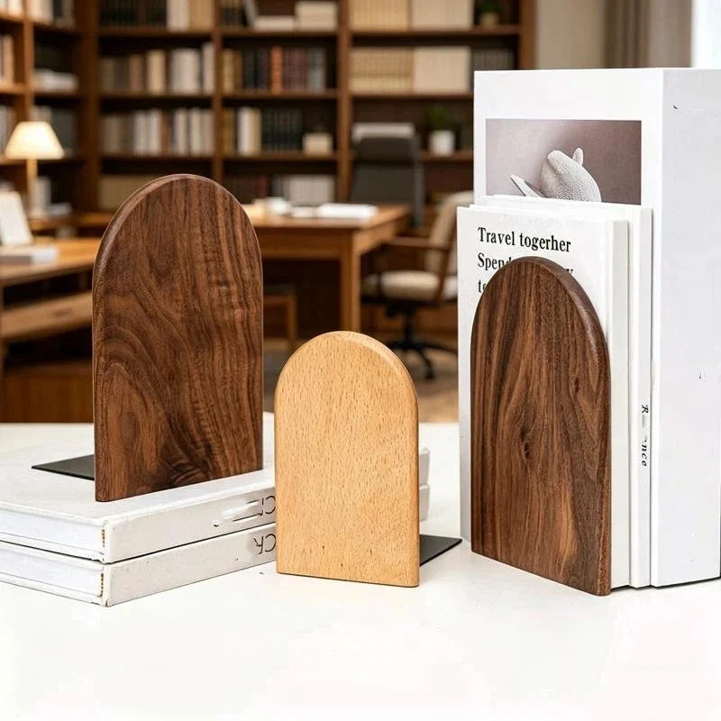 Walnut Wood Bookend Desktop Book Stand – Home Office Organizer