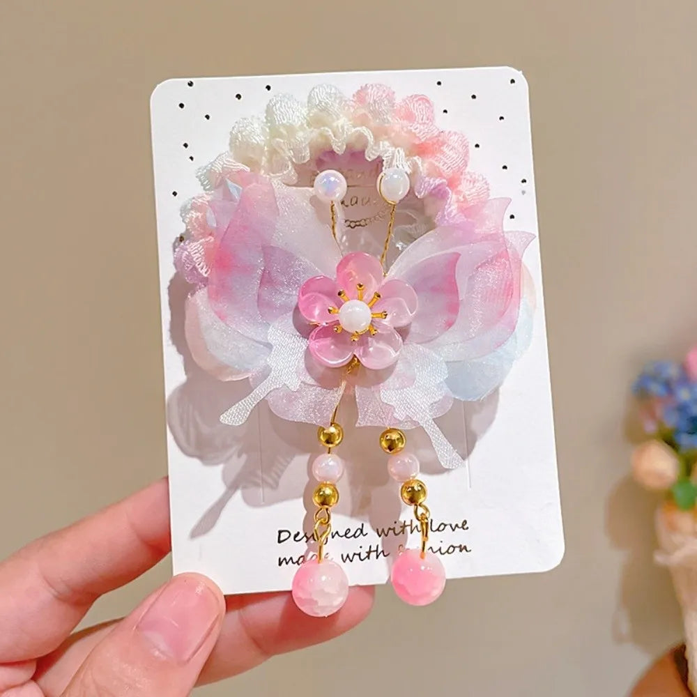 Chinese Style Flower Hair Tie Elastic Bun Rope Girls' Hair Accessory