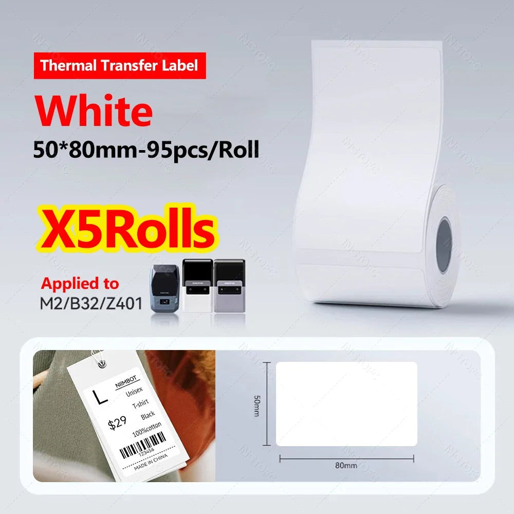 NiiMBOT M2/M3 Thermal Transfer Label Paper Rolls – 3 or 5 Pack
