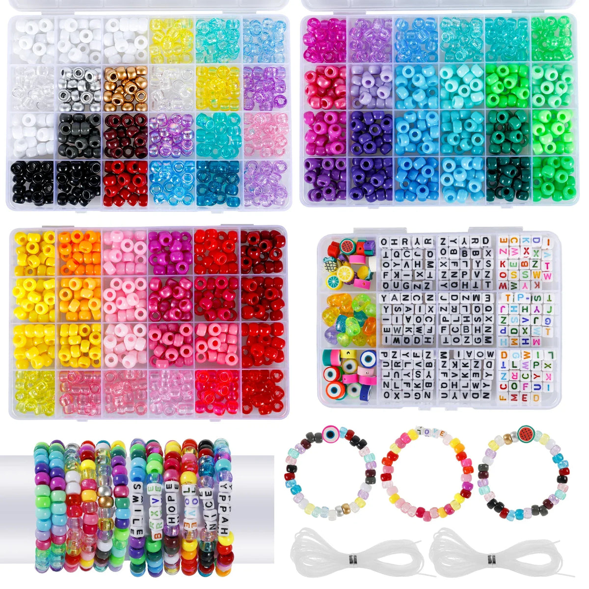 Rainbow Pony Bead Bracelet Making Kit – 1710 Pcs DIY Set