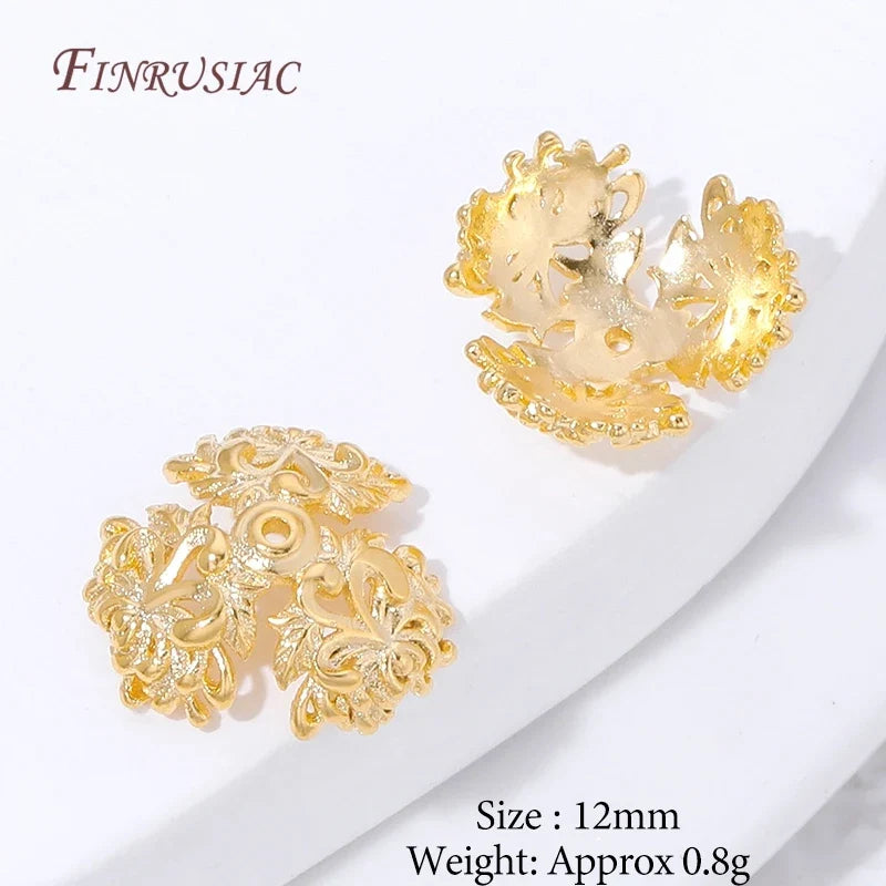 18K Gold Plated Filigree Flower Bead Caps for Jewelry Making