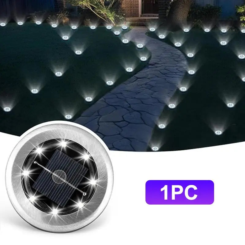 8 LED Solar Ground Light – Waterproof Garden Path Lawn Lamp